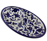 Armenian Ceramic Oval Bowl Pottery - Blue & White - Handmade 7"x5"